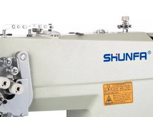 Высокоскоростная двухигольная швейная машина челночного стежка Shunfa SF845-3D для лёгких и средних тканей